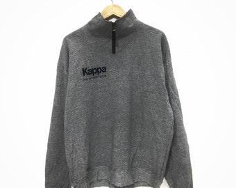 Vintage KAPPA For The Spirit Within Gray Half Zip Neck Sweatshirt Spell Out JAPAN Size L