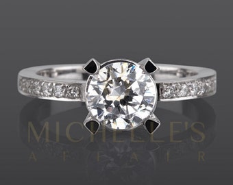 Diamond Promise Ring 1.85 Carat F VS1 Round Cut 14 Karat White Gold Setting Solitaire With Accents Women Ring