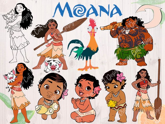 Download Moana Svg Baby Moana Maui Cutfiles: Dxf Svg Eps & Png