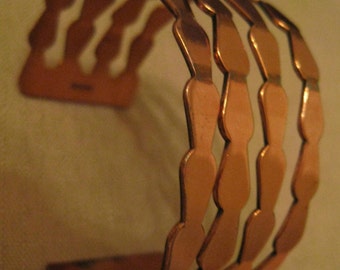 Signed RENOIR Copper Wide Cuff Bracelet Vintage 1950's