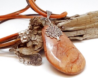 Bohemian Red Stone Necklace, Unique Red Stone Necklace, Red Natural Stone Jewelry, Boho Necklace, Boho Style, Handmade Red Bohemian Necklace