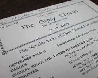 1904 M W Balfe Gypsy Chorus Sheet Music