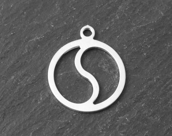 Sterling Silver Yin and Yang Pendant 15mm