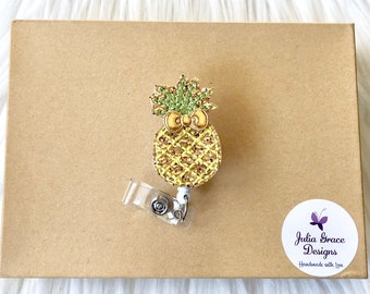 Pineapple Badge Reel, Badge Reel, Badge Holder, Retractable Badge, ID Badge Holder, Nurse Badge Reel, Medical Badge Reel, Teacher Badge Reel