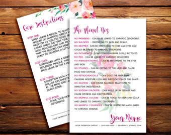 Monat Instruction Cards, Tips & Tricks, Monat NOs Cards || Custom Monat Hair Care Watercolor Florals