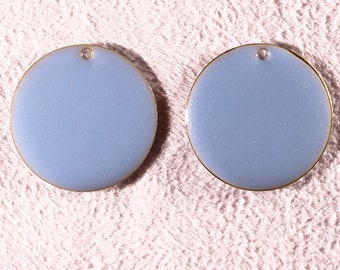 4 sequins enamelled brass round blue 20mm