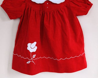 Vintage Toddler Dress / Red Velvet Toddler Dress / Vintage Nannette Toddler Dress / Size 24 Months