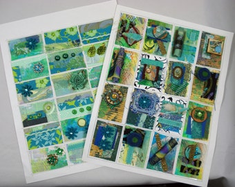 Blue & Green Fancy Faux Postage