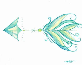 5x7" Original Watercolour Arrow