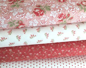 Victoria Fabric Bundle of 4 Fabrics from 3 Sisters of Moda, NEW Collection, Sold in Select A Size