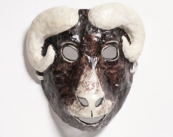 New Year paper mache ram mask