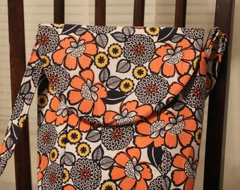 Navy Orange Floral Crossbody Bag
