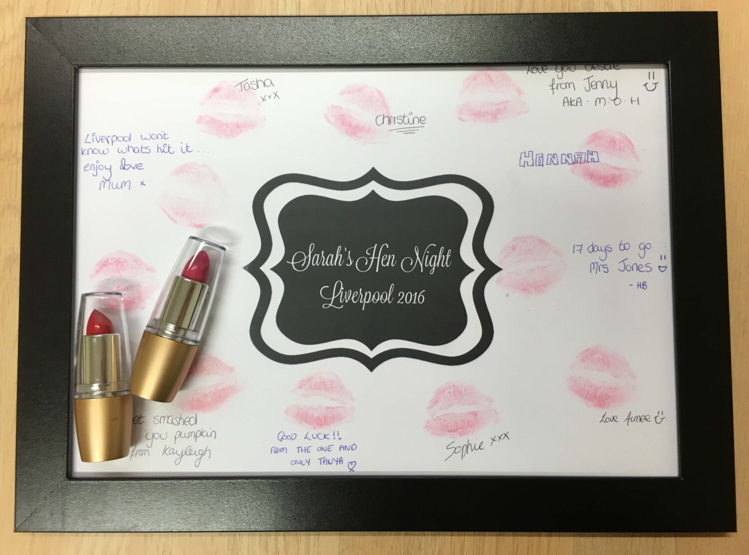 Lipstick Kiss Frame Hen Party Night Do Bachelorette keepsake