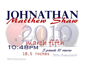 Football birth announcement wall art/wall hanging