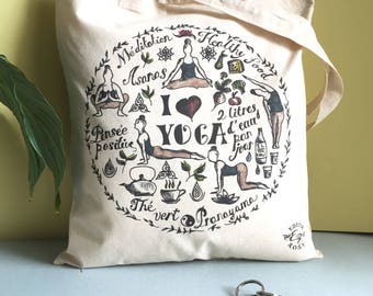 organic cotton bag Tote / organic cotton bag / I love yoga