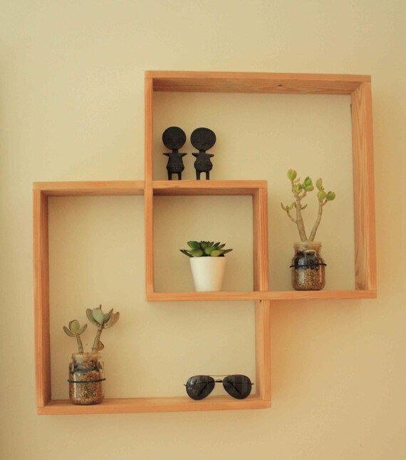 Stunning overlapping reclaimed wood shelf