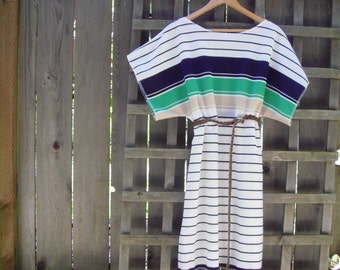 Sheer Color Block Tunic Dress/ Reclaimed Stretch Knit See Through Cover Up Beach Wear