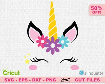 Unicorn svg, Unicorn face svg, Unicorn cricut, Horn svg, Flower svg, Flower cricut, Unicorn face cricut, Cute svg, Cute cricut