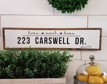 Custom Address Sign-Housewarming Gift-Realtor Gift-Personalized Wood Sign-Home Sweet Home-Vinyl Letters-First Home Gift-New House Gift-