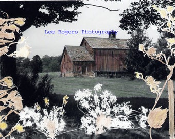 Litchfield Barn #3 - Hand colored Black and White photograph