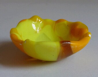 Fused glass bowl - yellows - recycled glass