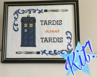 Complete Kit: Tardis Sweet Tardis Doctor Who Art Nouveau Parody cross stitch