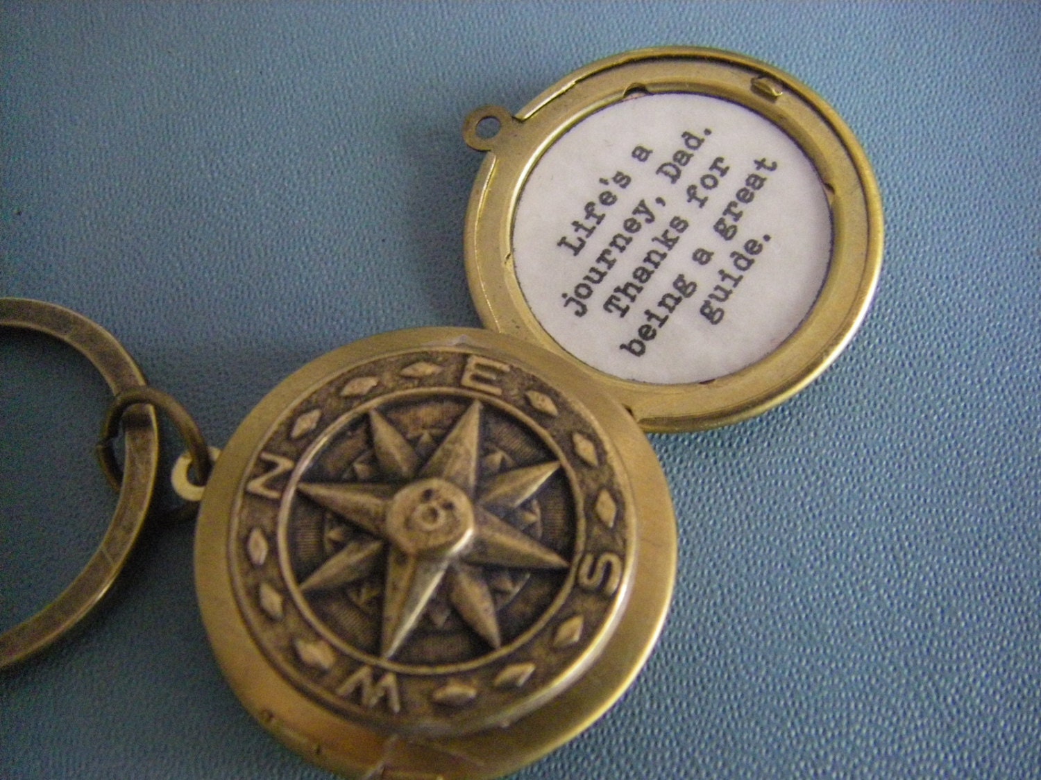 Fathers Day Locket Keychain Compass Quote Life Is A Journey