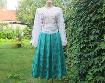 Full Skirt / Green Full Skirt / Emerald Full Skirt / Skirt Vintage / Size EUR42 / UK14