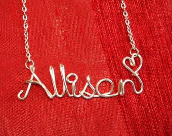 Name Necklace,Allison necklace,Personalized wedding jewelery,Birthday gift,Bridesmaid necklace,Custom Name necklace