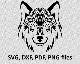 Wolf SVG/ Wolf DXF/ Wolf Clipart/ Wolf Files, tribal symetric cutting, silhouette, DXF, Wolf vector, Wolf head, T Shirt design, wolves