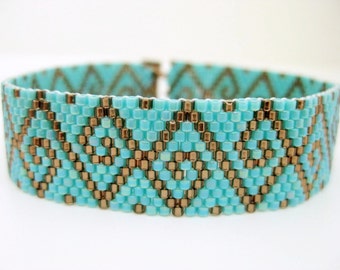 Peyote Pattern - Swirls - INSTANT DOWNLOAD PDF - Peyote Stitch Bracelet Pattern - One Drop Even Peyote / Geoemtric Pattern