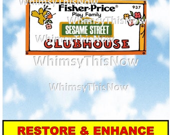Vintage Fisher Price Little People Replacement Litho Sticker Decal 937 Sesame Street Clubhouse
