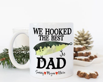 Custom Dad Fishing Lure Mug, Dad Birthday Gift Fishing Mug, Dad Fishing Mug, Fishing Gift for Dad, Custom Dad gift, Personalized Kids Names