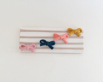 Mini bow headbands, baby headband, small bow headband, newborn headband, baby girl headband, soft headband, small bow headband, small clips