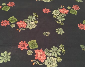 Succulent desert flower lawn organic cotton by Monaluna