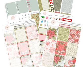 Christmas Planner Stickers / Poinsettia / Planner Stickers / Erin Condren Planner Stickers / WK-32