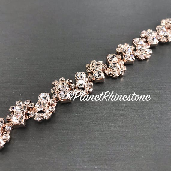 Rose Gold Rhinestone Trim #T-7