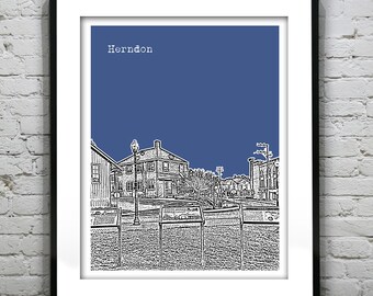 Herndon Skyline Poster Art Print Virginia VA Item T1369