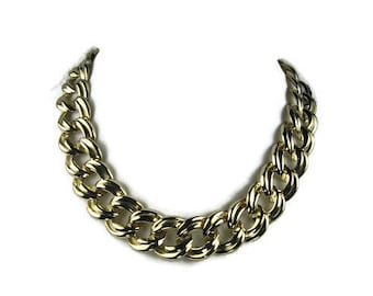 Gold Tone Chunky Necklace 18 Inch Chain