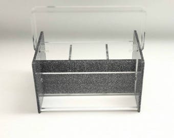 Silverware Caddy Acrylic Lucite In Silver Glitter