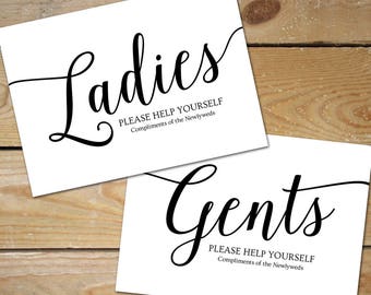 Printable Bathroom Signs Wedding, Bathroom Basket Sign Printable // Ladies Bathroom Sign, Black and White Wedding Bathroom Signs