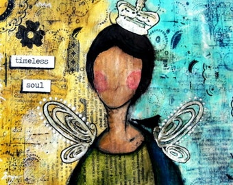 ART PRINT MINI (8" X 8"): Timeless Soul. Mixed Media Art.