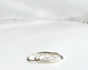 SKINNY Stacking rings - Sterling Silver rings - TEXTURE Collection - Hammered silver - Thin and graphic