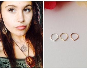 Triangle Septum Ring, Rose Gold Septum Ring.