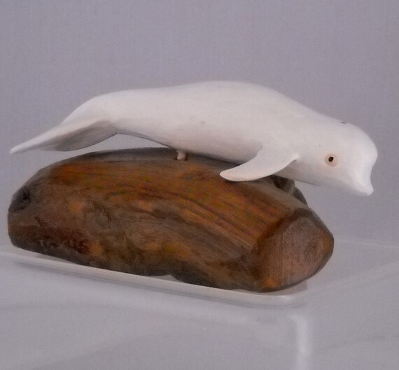 Beluga Whale Wood Carving One of a Kind