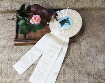 Horse Show Prize Award Ribbon, White Rosette Award Ribbon, Vintage Ribbon, 1979