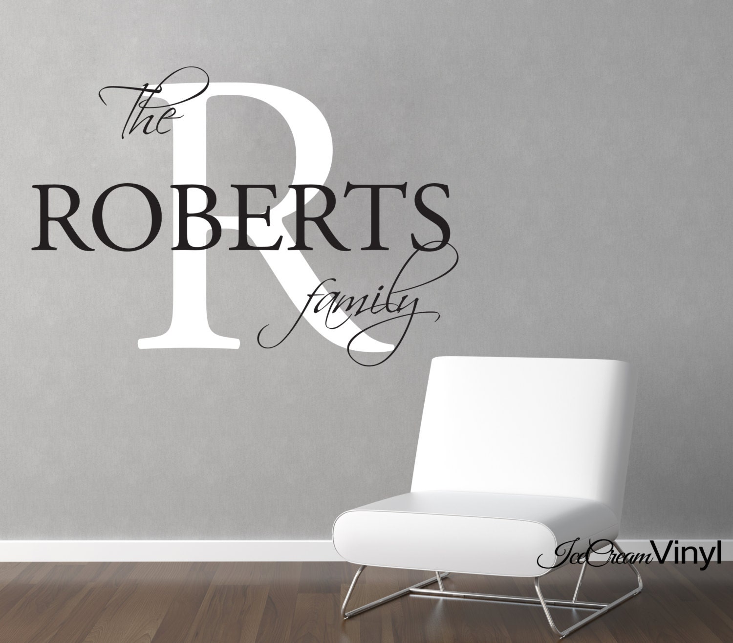 Family Name Wall Decal Personalized Monogram With Initial