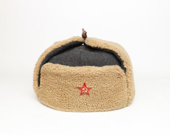 Vintage WWII Soviet Ushanka RKKA winter russian warm military hat USSR