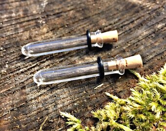 2g Clear Test Tube 1.3" long Plugs gauged ear plugs earrings for stretched piercings
