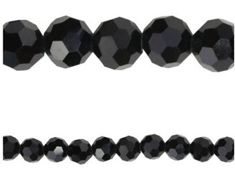 10 x Round 6mm JET faceted glass beads